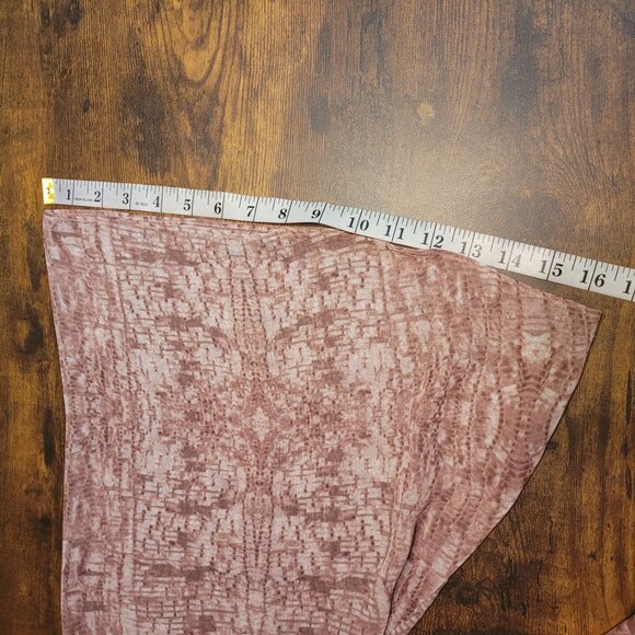 Jennifer Lopez Chiffon Ruffle Flare Sleeve Top L Watercolor Keyhole Neck Boho - Picture 9 of 9